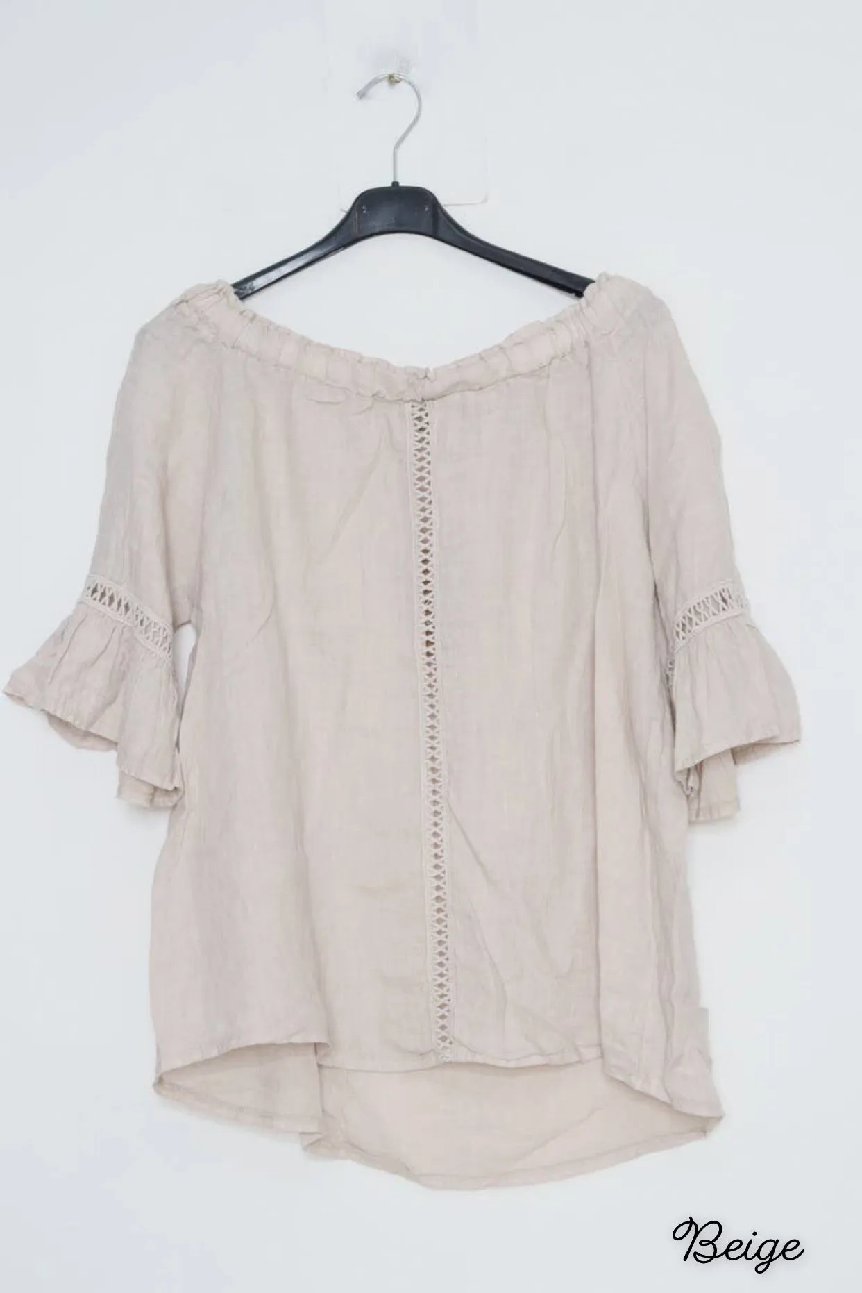 100% Linen Peasant Top 1121