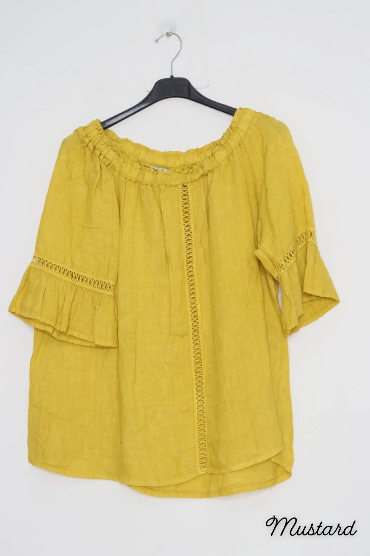 100% Linen Peasant Top 1121