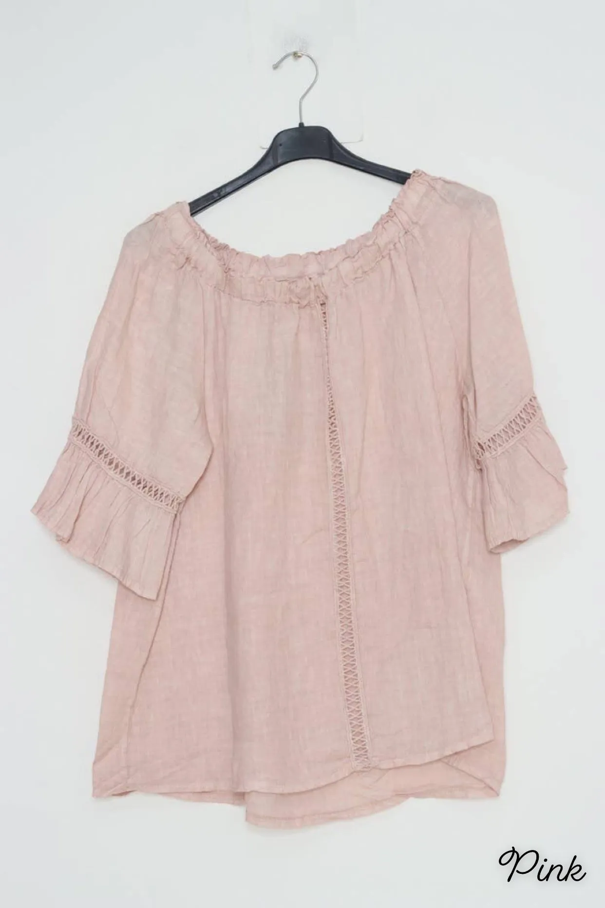 100% Linen Peasant Top 1121