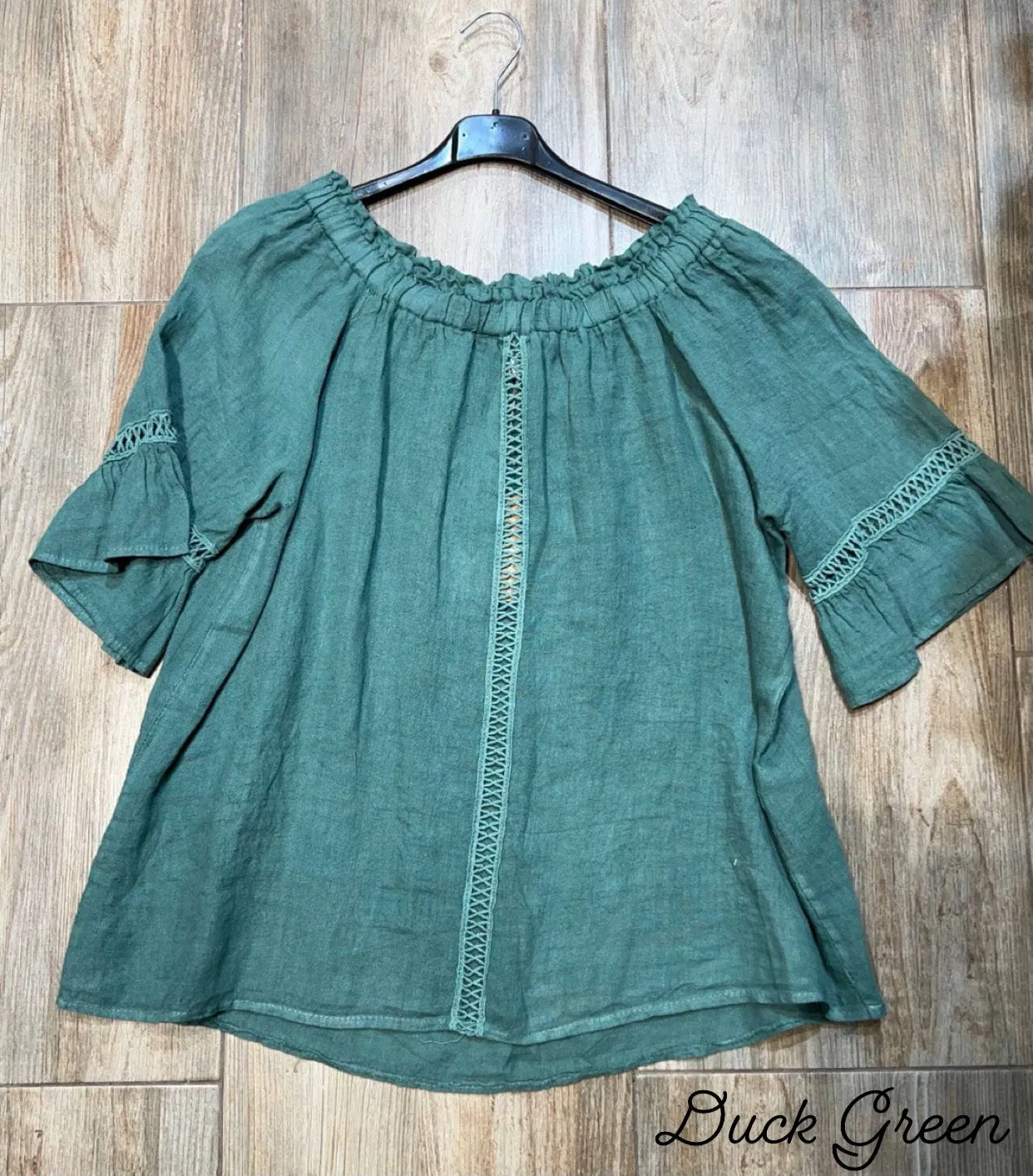 100% Linen Peasant Top 1121