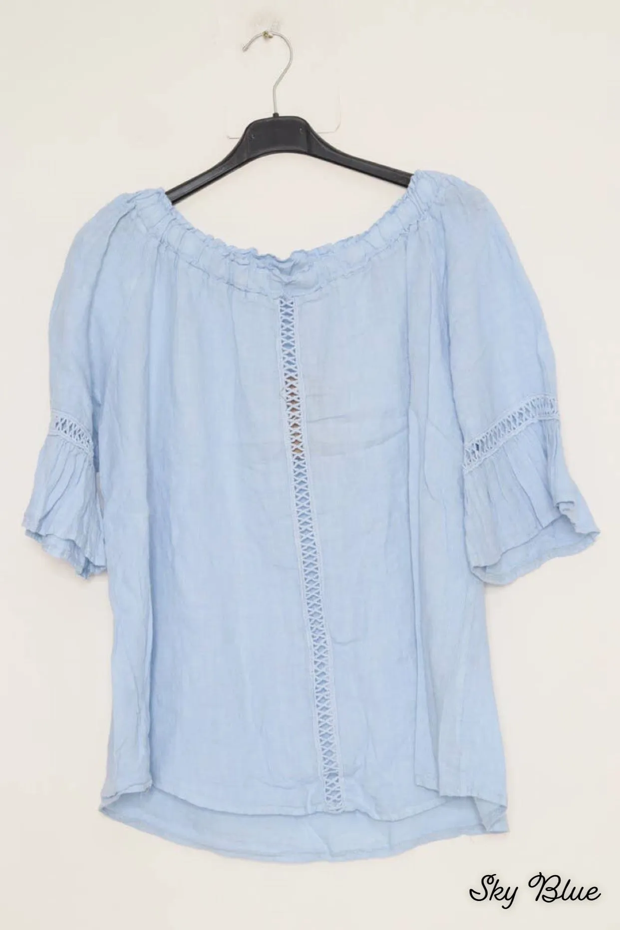 100% Linen Peasant Top 1121