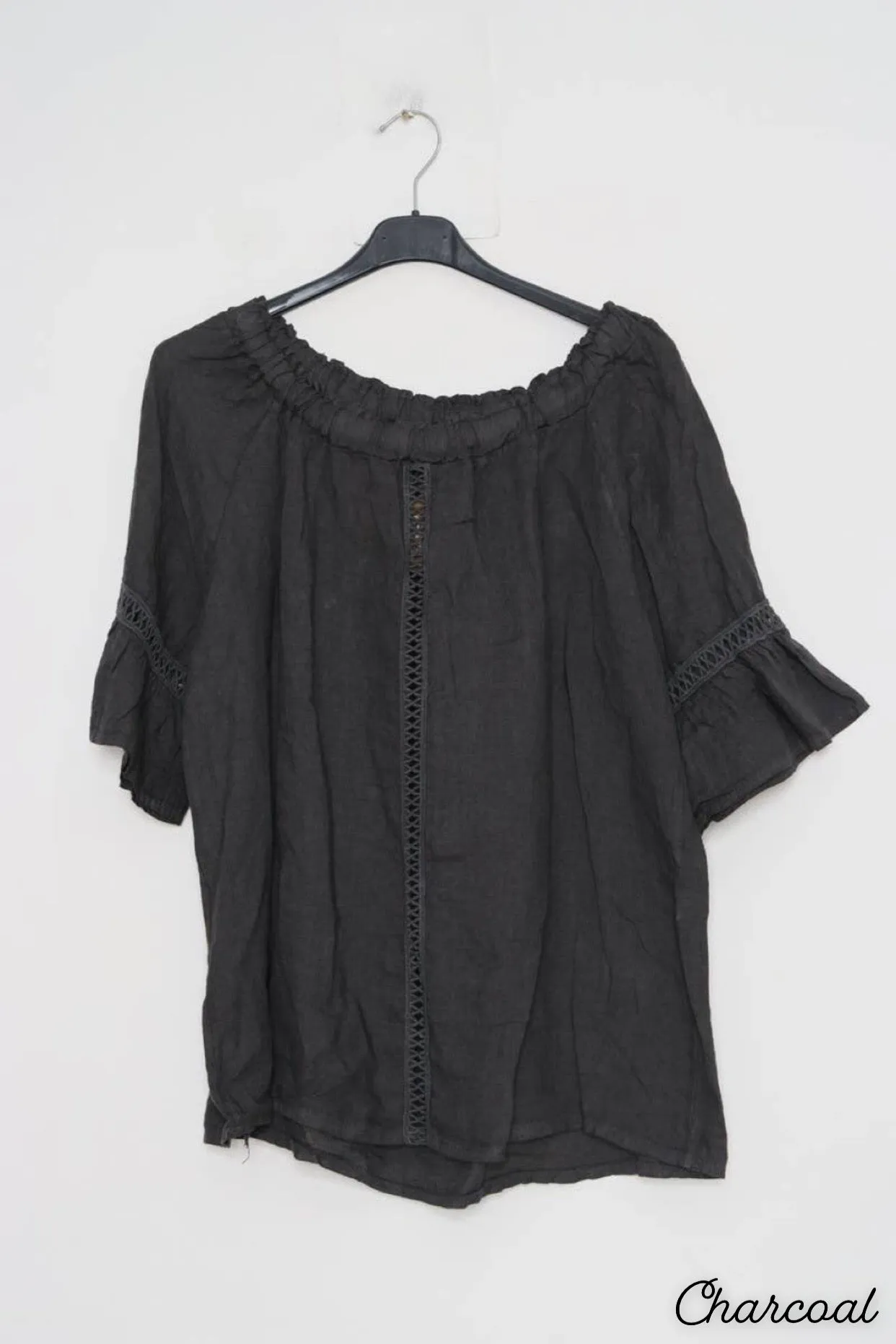 100% Linen Peasant Top 1121