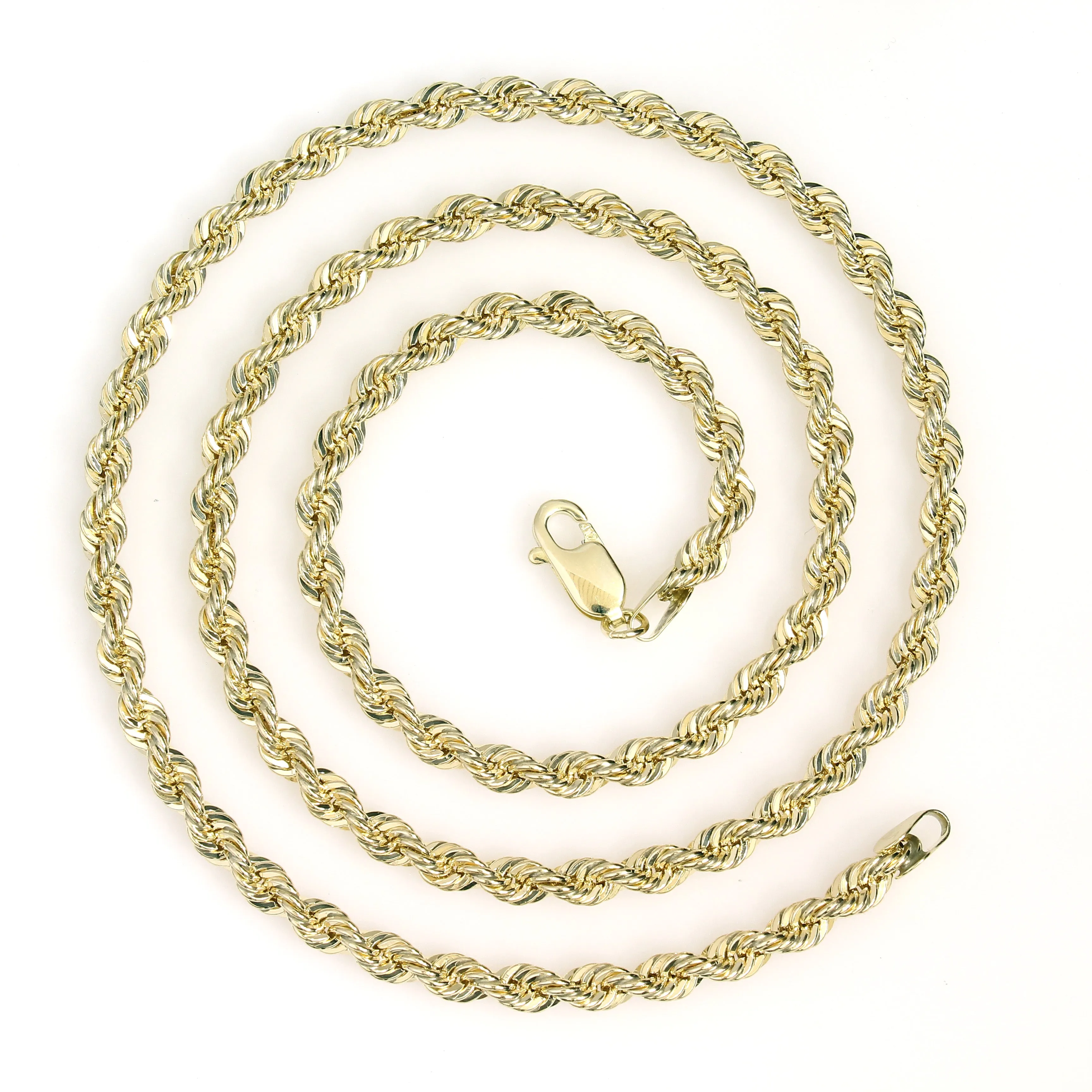 10k 4mm Yellow Gold Light Weight Diamond Cut Rope Chains