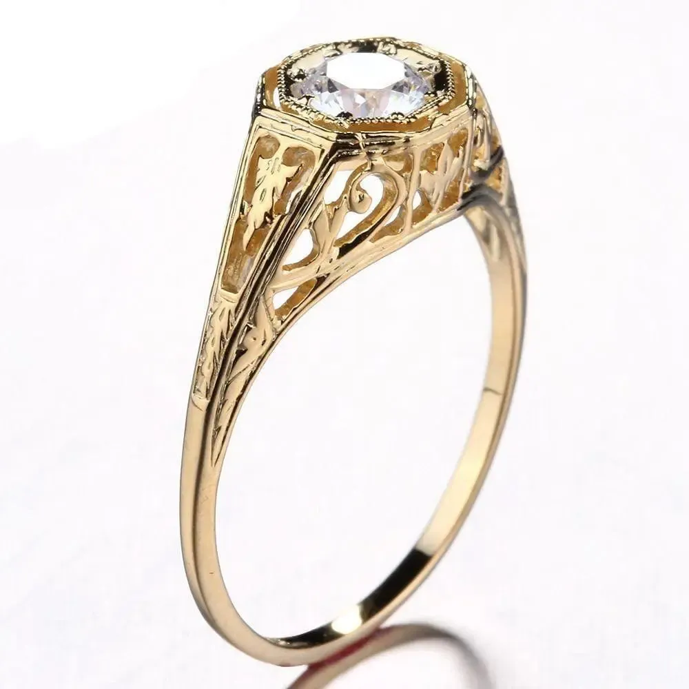 10k Yellow Gold Vintage / Unique Moissanite Ring 0.4ct