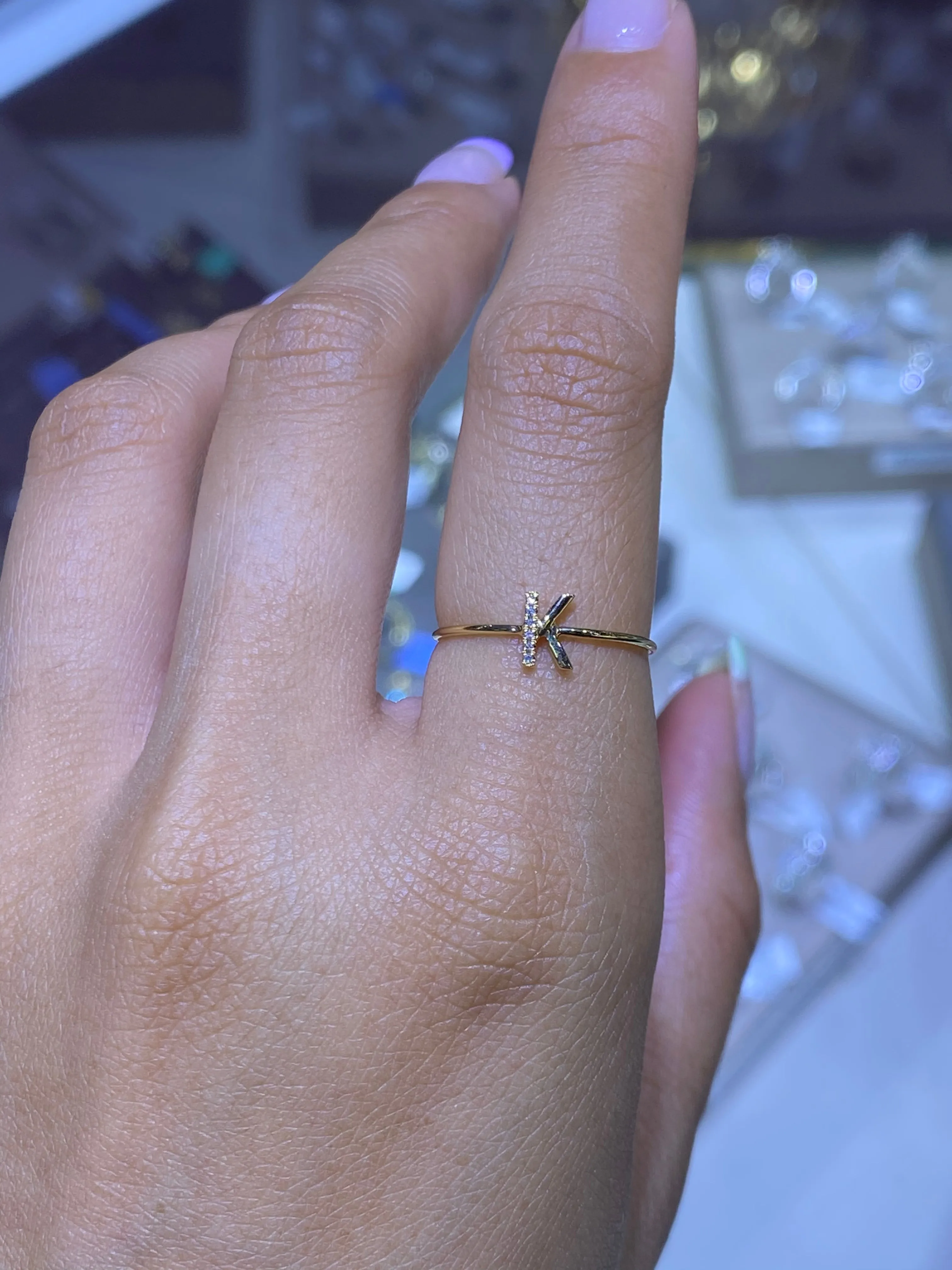 14K Gold Initial Personalized Diamond Ring