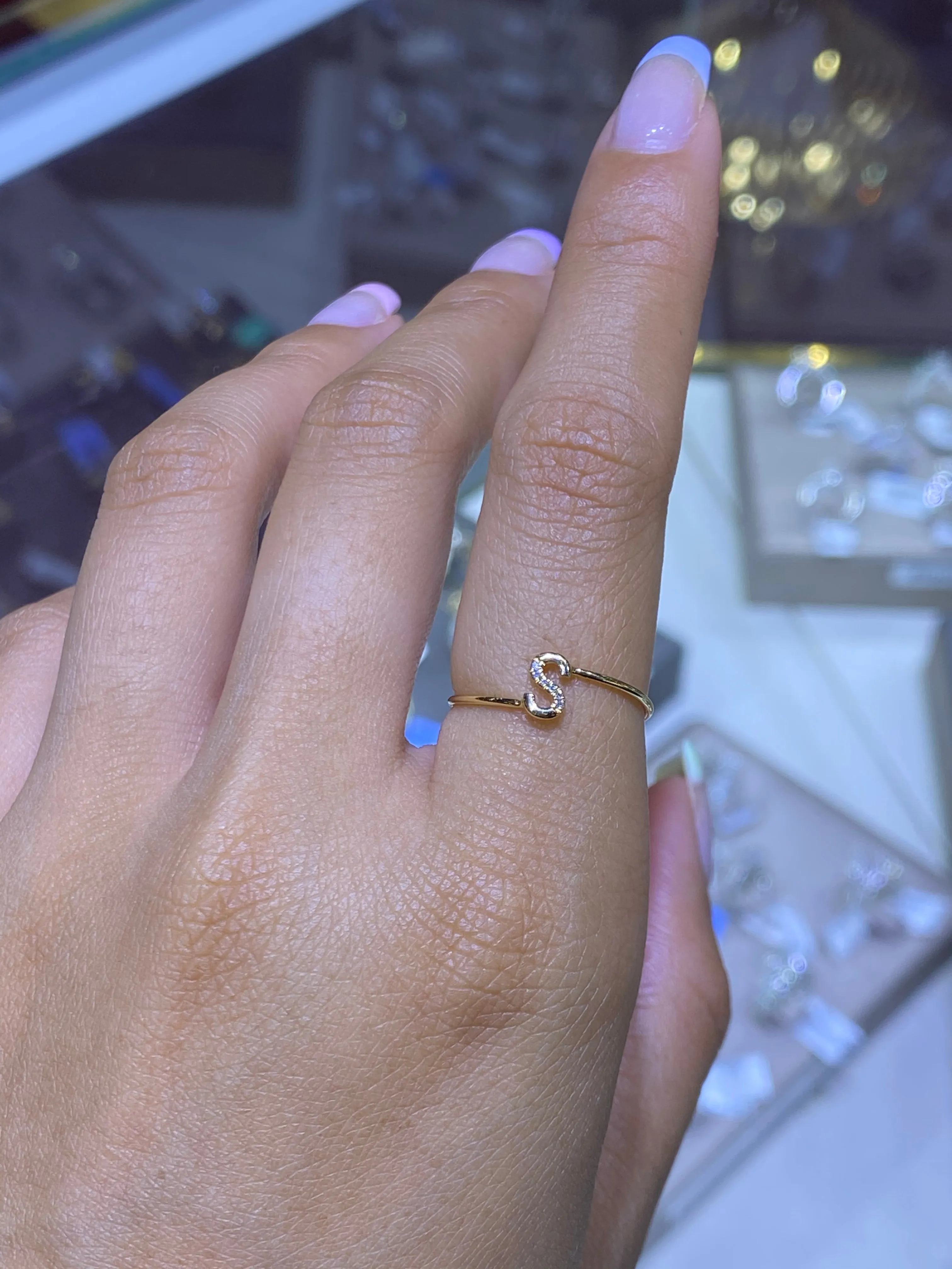 14K Gold Initial Personalized Diamond Ring