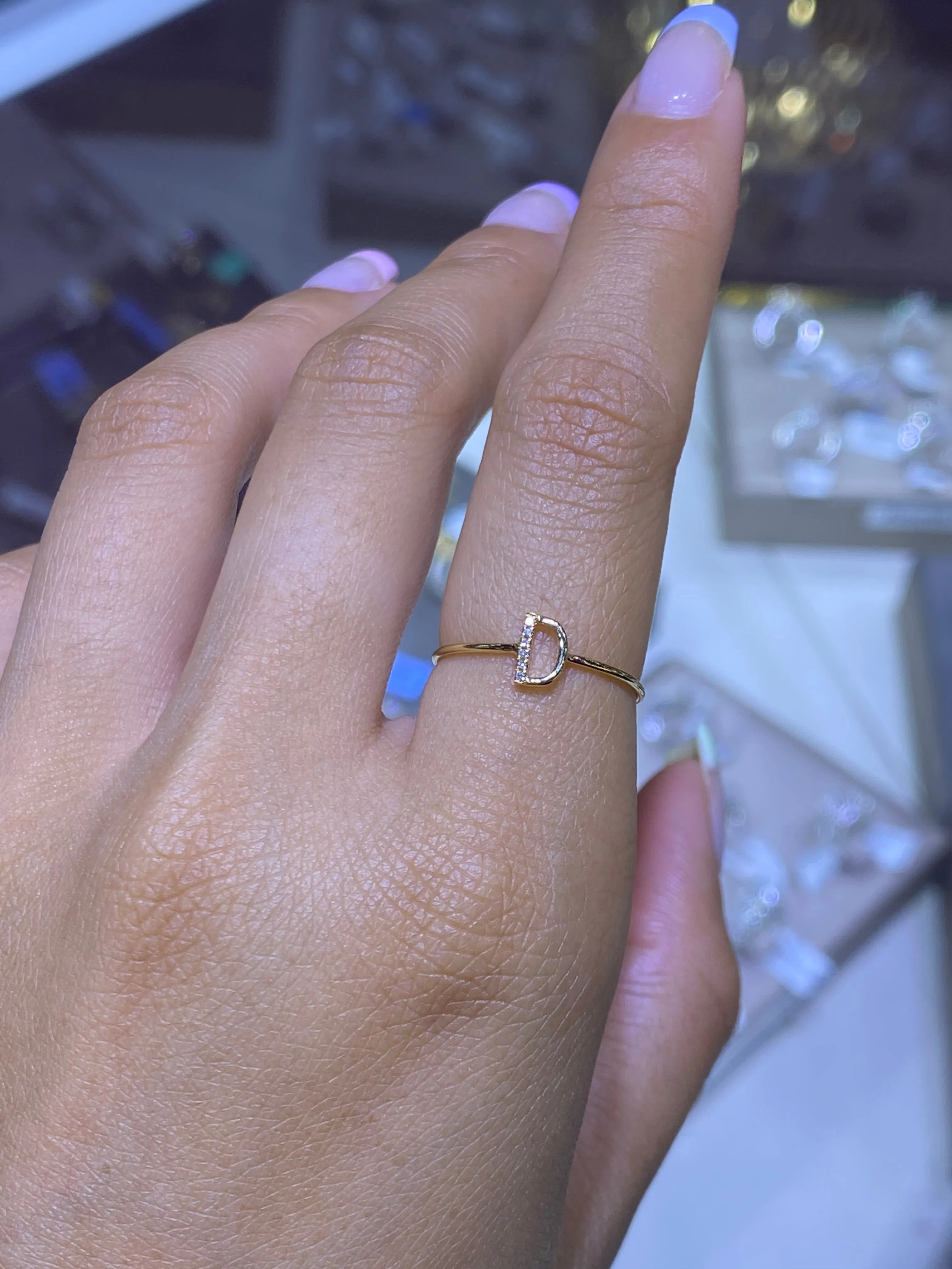 14K Gold Initial Personalized Diamond Ring