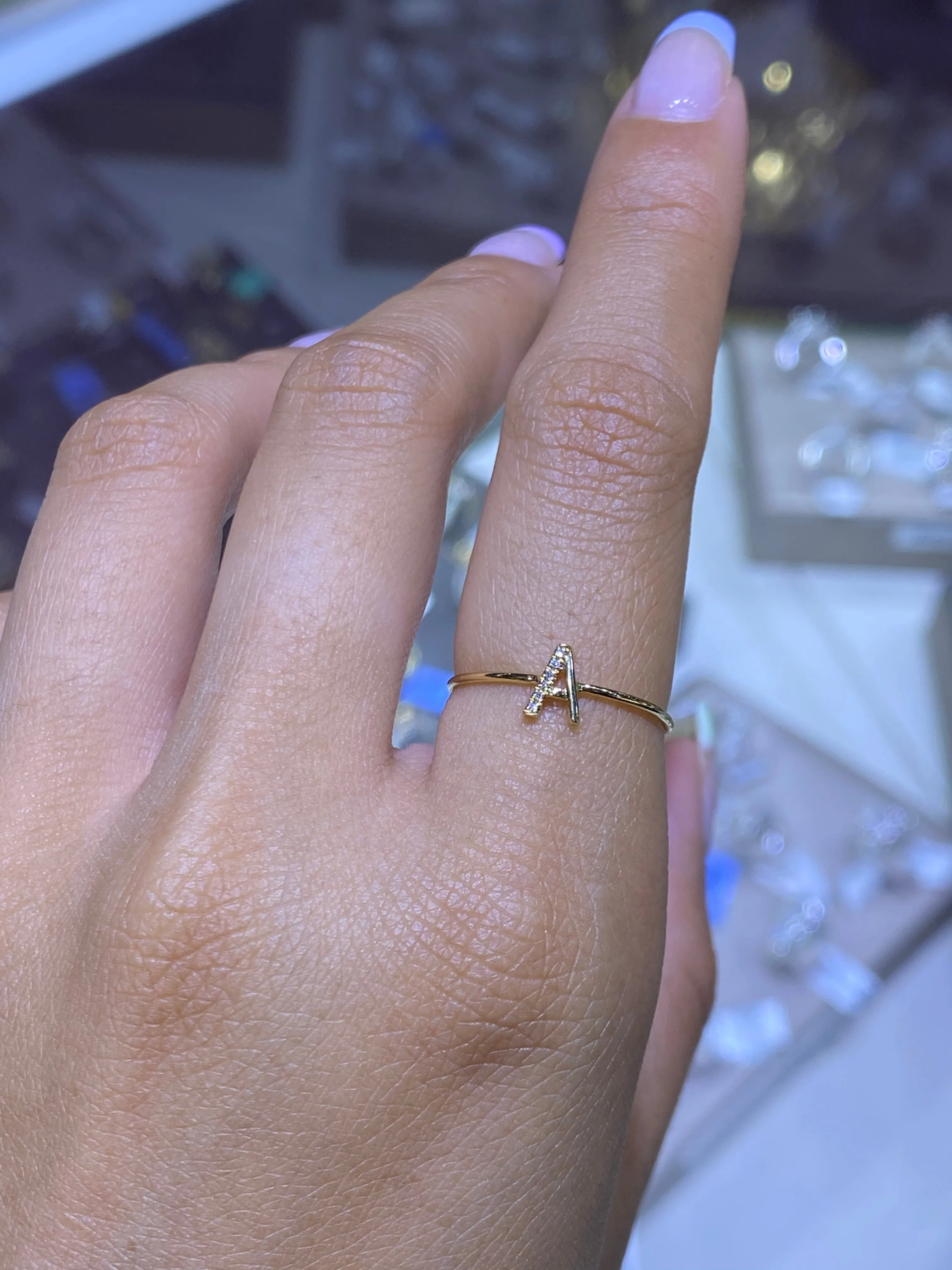 14K Gold Initial Personalized Diamond Ring