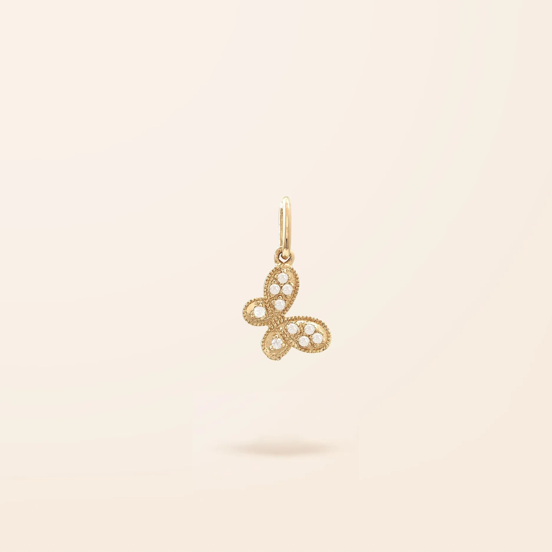 14K Gold Mini Diamond Butterfly Charm