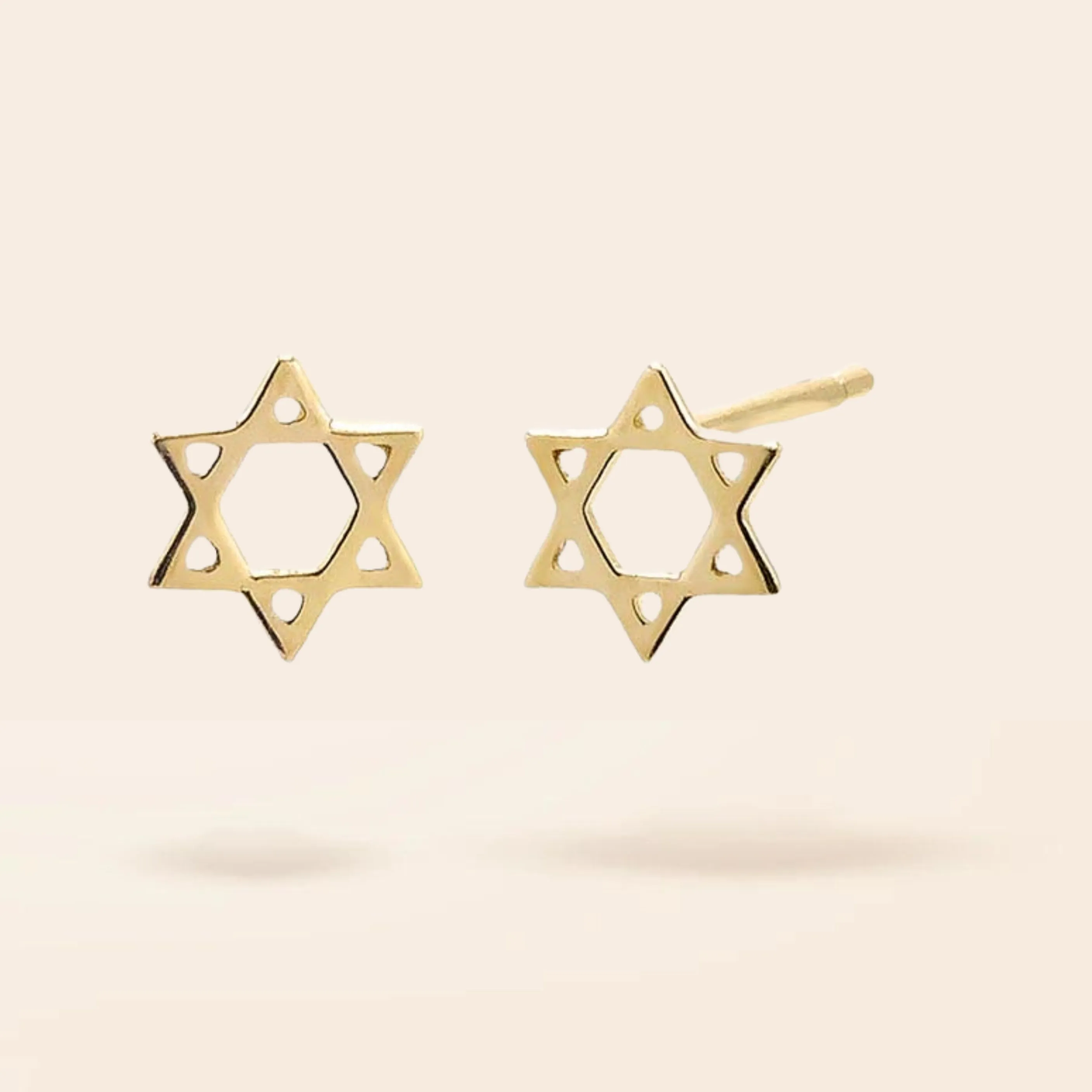 14K Gold Mini Star of David Stud Earrings