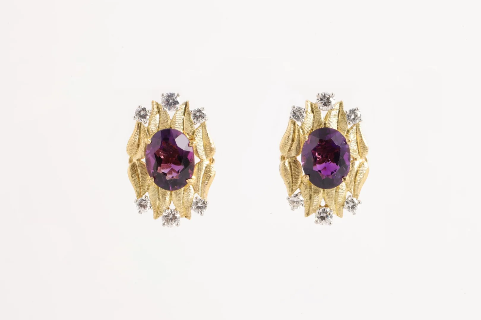 14k Yellow Gold 1.32tcw Diamond 5.08tcw Amethyst Earrings (10.22g.)