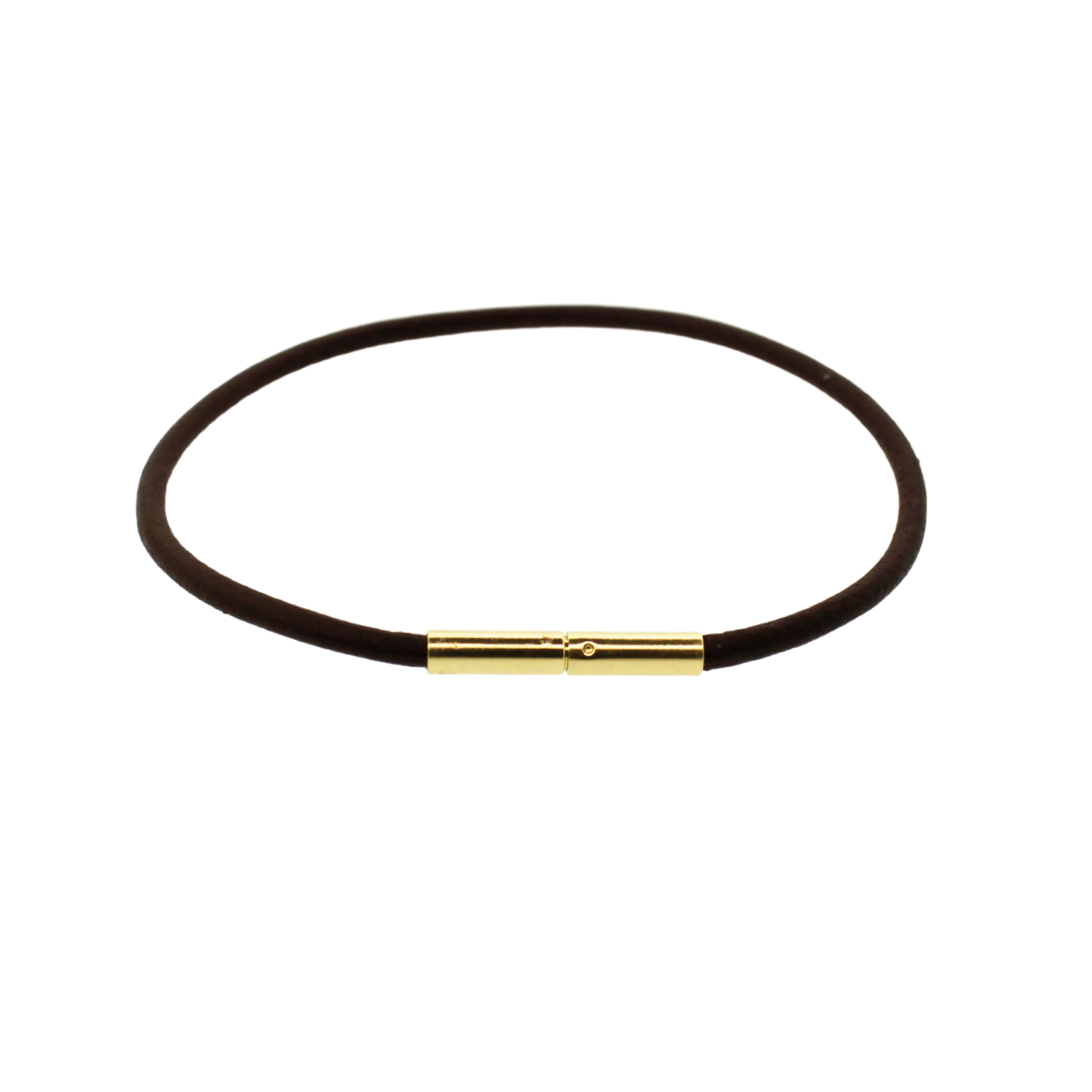 14K YELLOW GOLD BAYONET CLASP LEATHER BRACELET