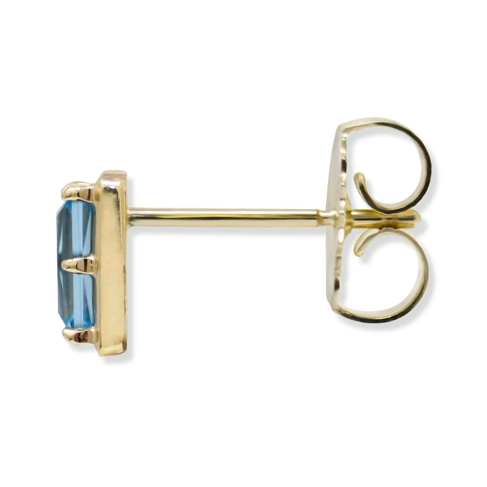 14K Yellow Gold Cleo Swiss Blue Topaz Baguette Earrings