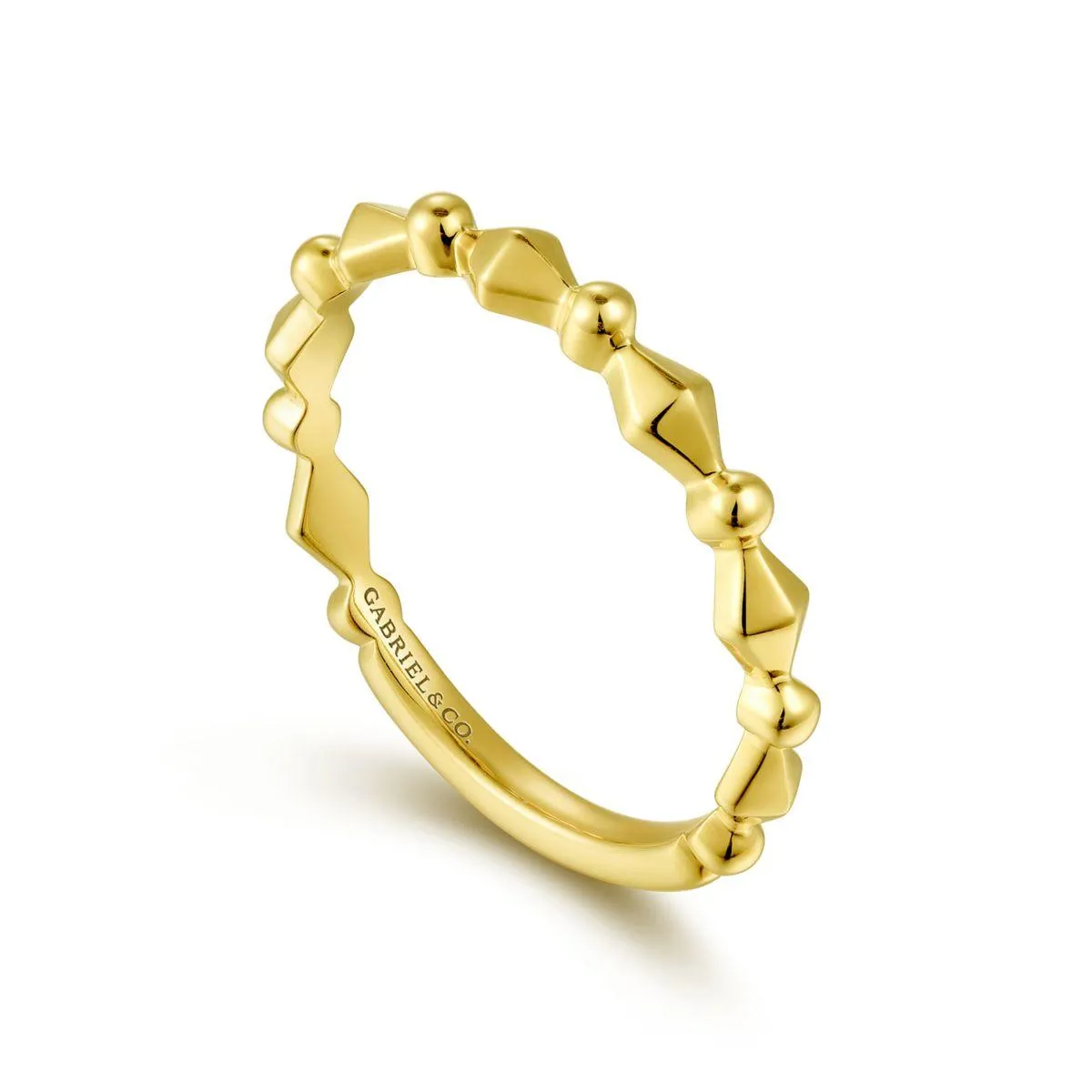 14K Yellow Gold Geometric Station Ring