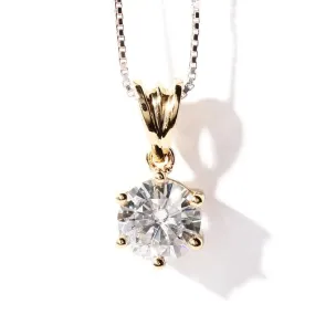 14k Yellow Gold Moissanite Necklace 1ct