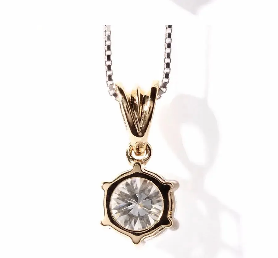 14k Yellow Gold Moissanite Necklace 1ct