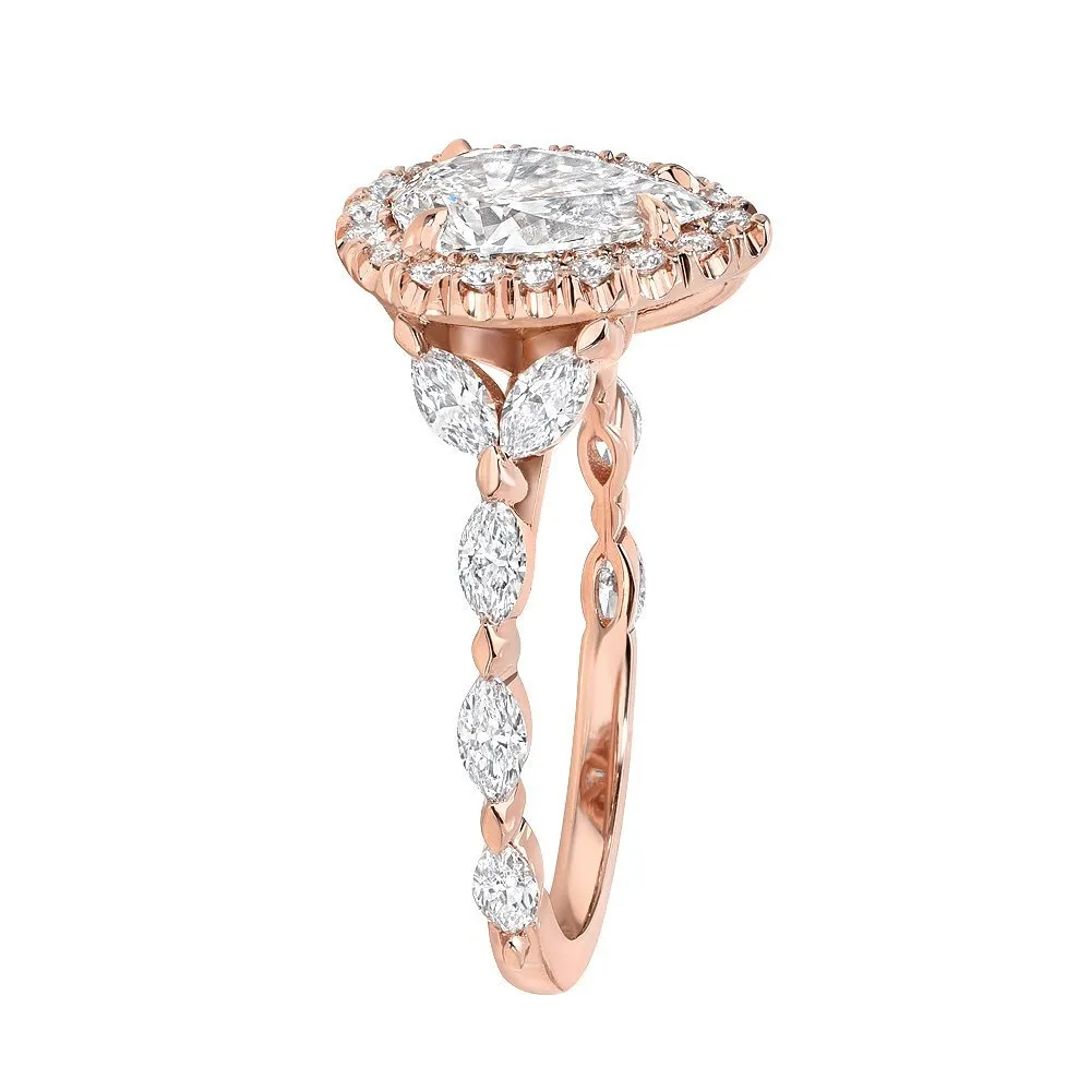 1.5ct Rose gold Pear Halo Engagement ring