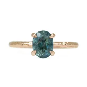 1.81ct Blue Oval Ceylon Sapphire Ring in 14k Rose Gold Evergreen Solitaire