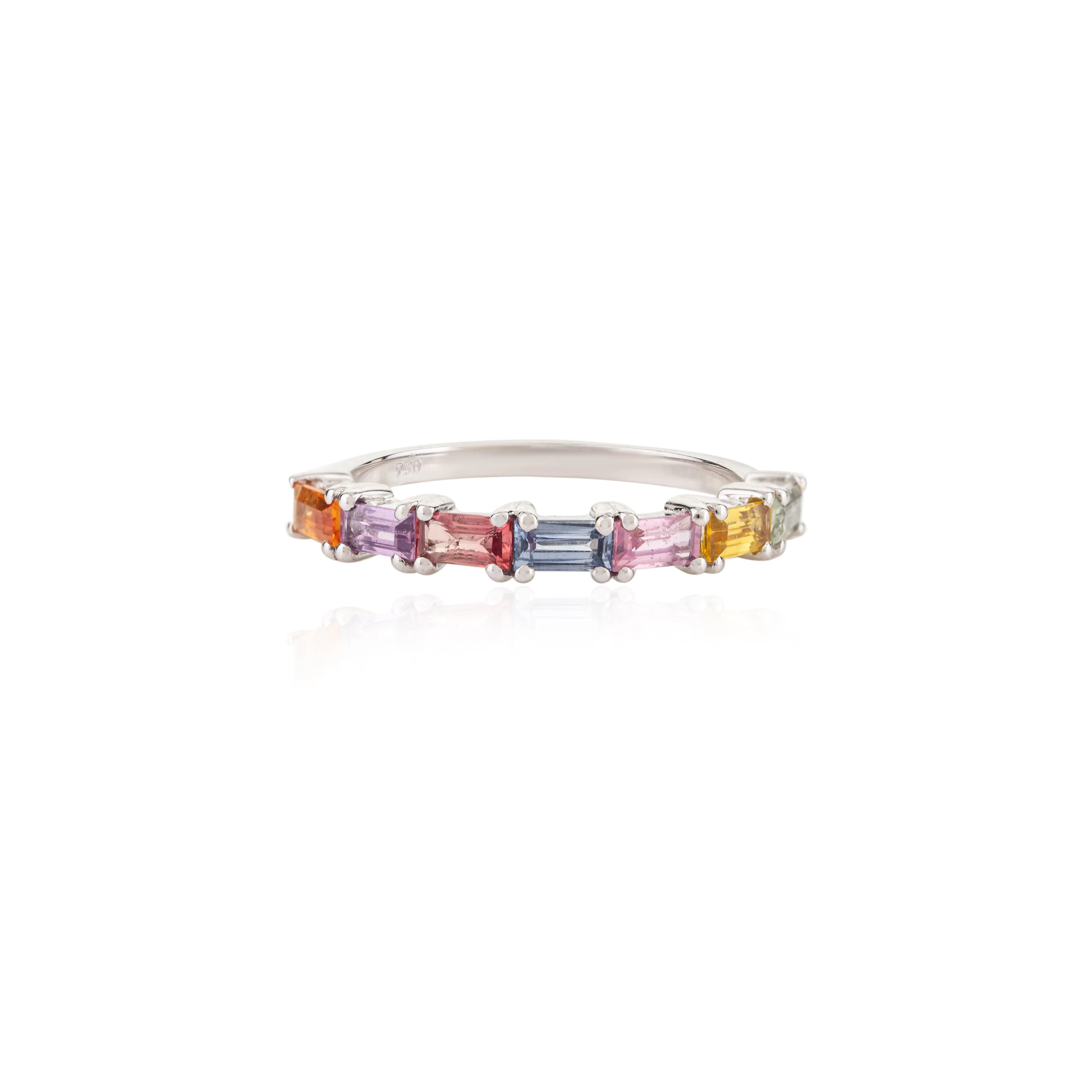 18K Gold Multi Sapphire Half Eternity Band