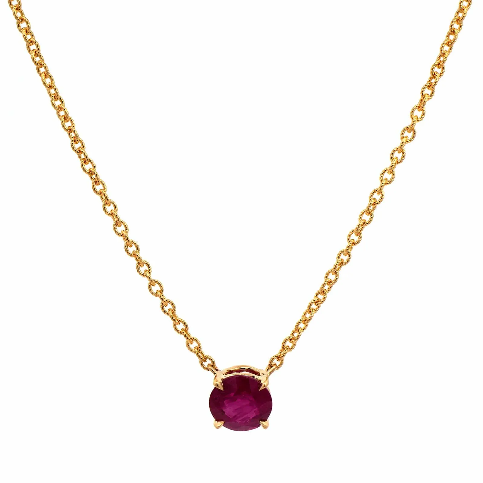 18K Yellow Gold Ruby Necklace