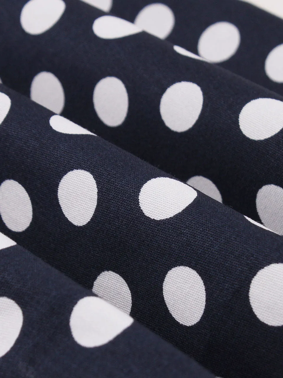 1950S Turndown Collar Polka Dots Short Sleeve Vintage Dress