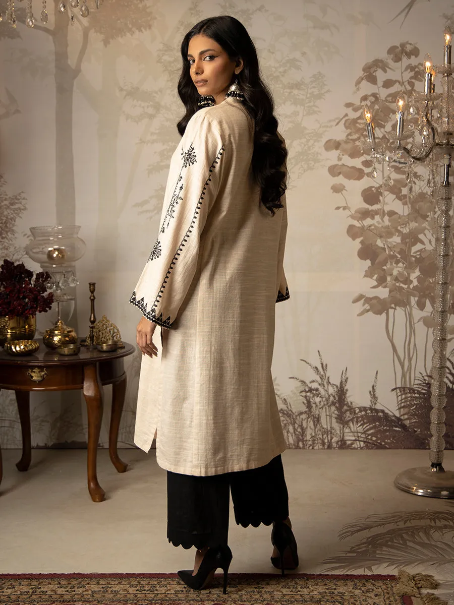 1pc Stitched Basic Dyed Embroidered Khaddar Shirt