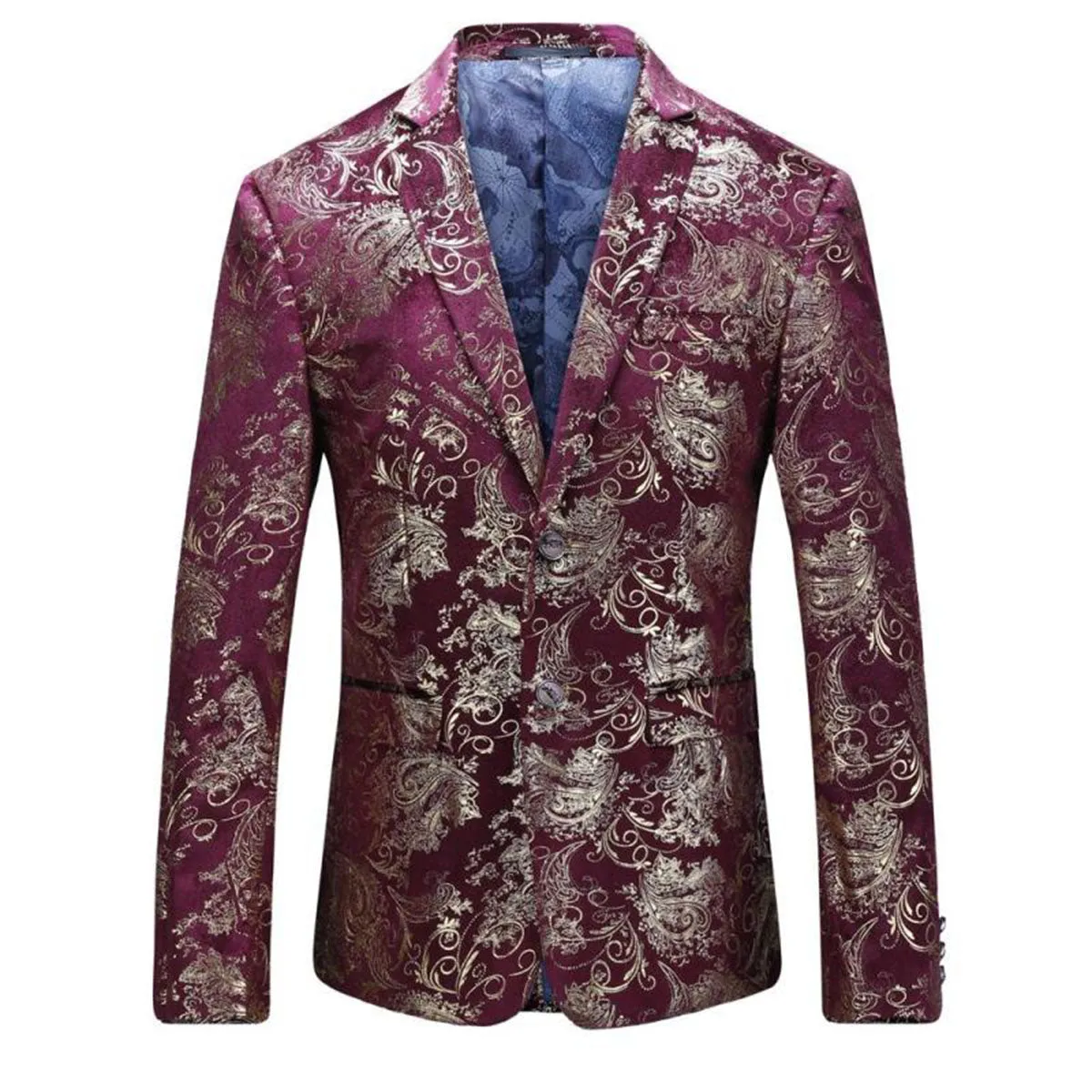 2-Piece Slim Fit Digital Print Suit Red Gold