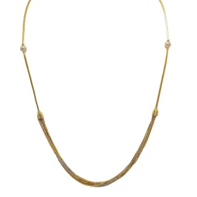 22K Multi Tone Gold Chain W/ Yellow Gold Cap Accents & Draped Link Chains