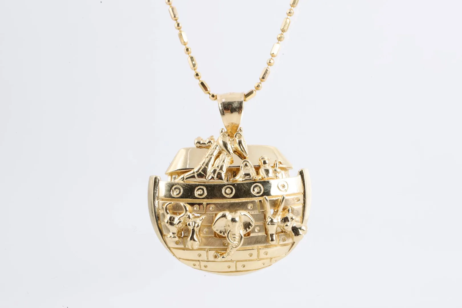 24" 14k Yellow Gold Noah's Ark Pendant Necklace (20.25g.)