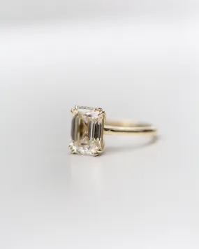 3.8CT Emerald Cut Moissanite Ring, 14K Solid Yellow Gold Solitaire Engagement Ring