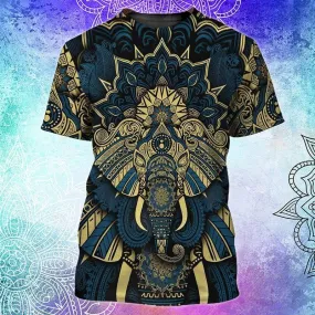 3D All Over Print Mandala Elephant Shirt, Mandala Hippie Shirts