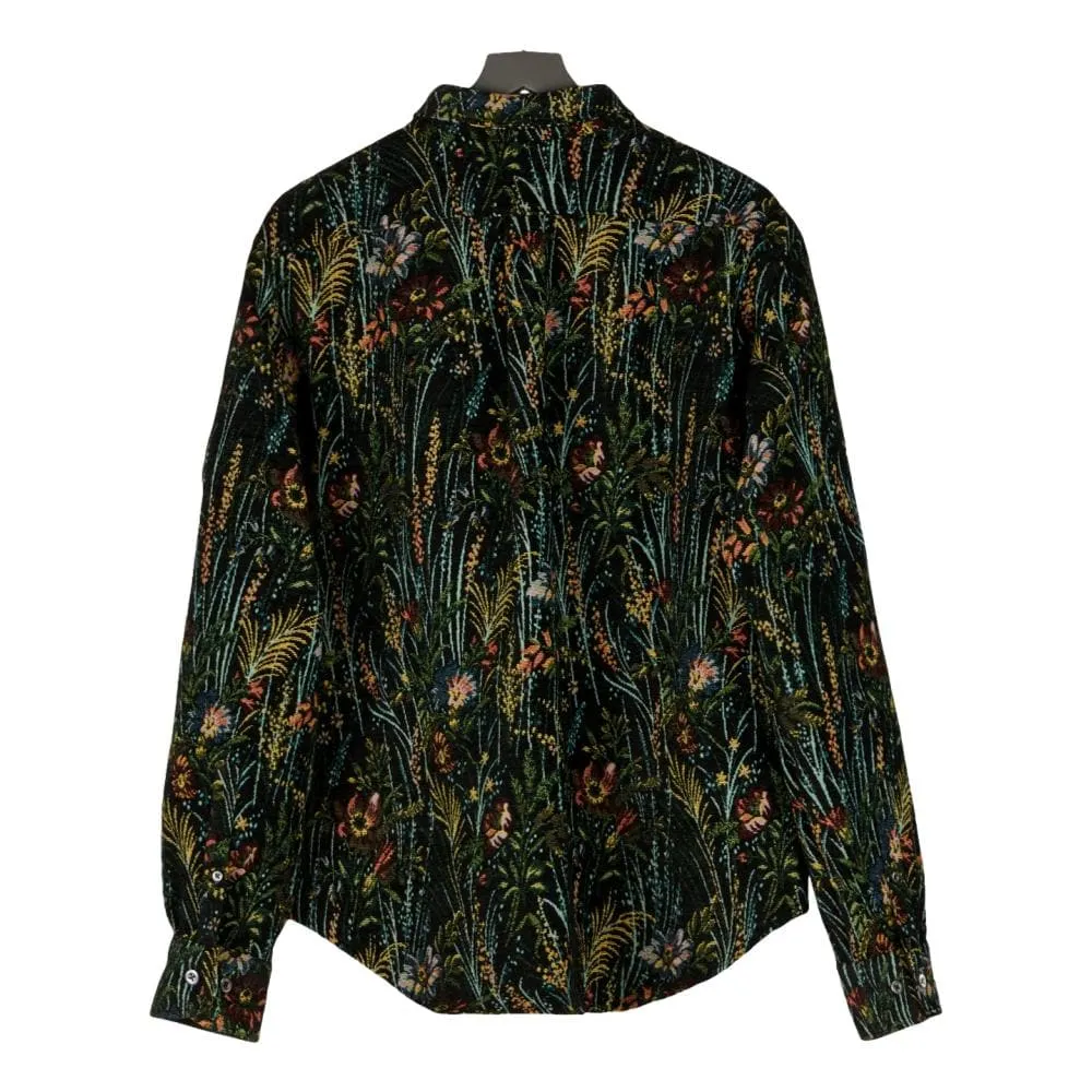 4SDESIGN OVER SHIRT-BLACK MULTI FLORAL GOBELIN