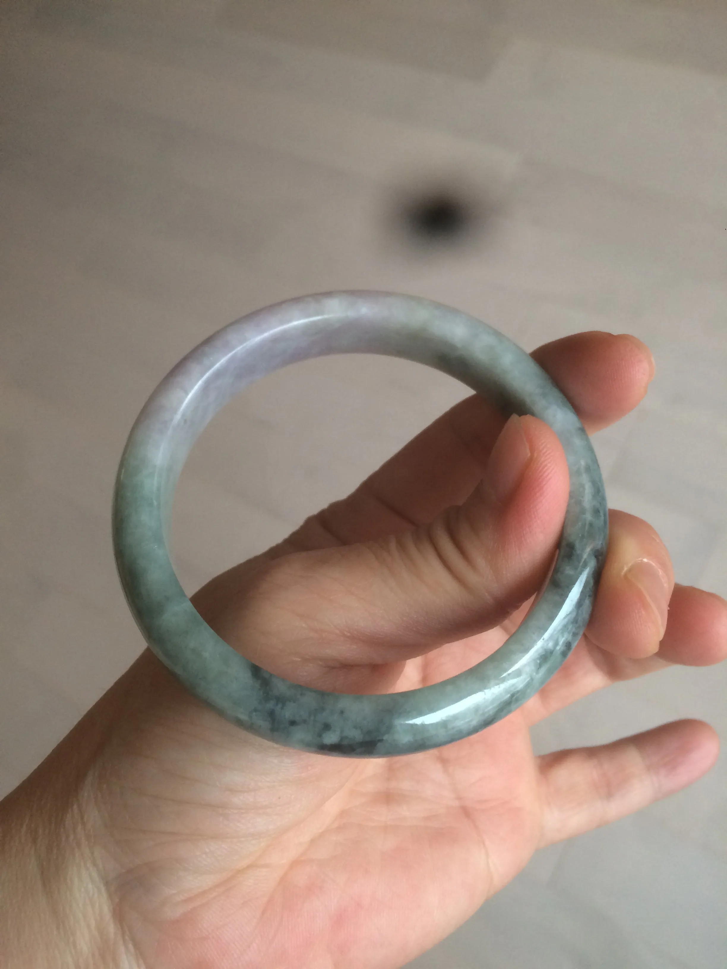 56.2 mm Type A 100% Natural green/purple Jadeite Jade bangle C21-9809