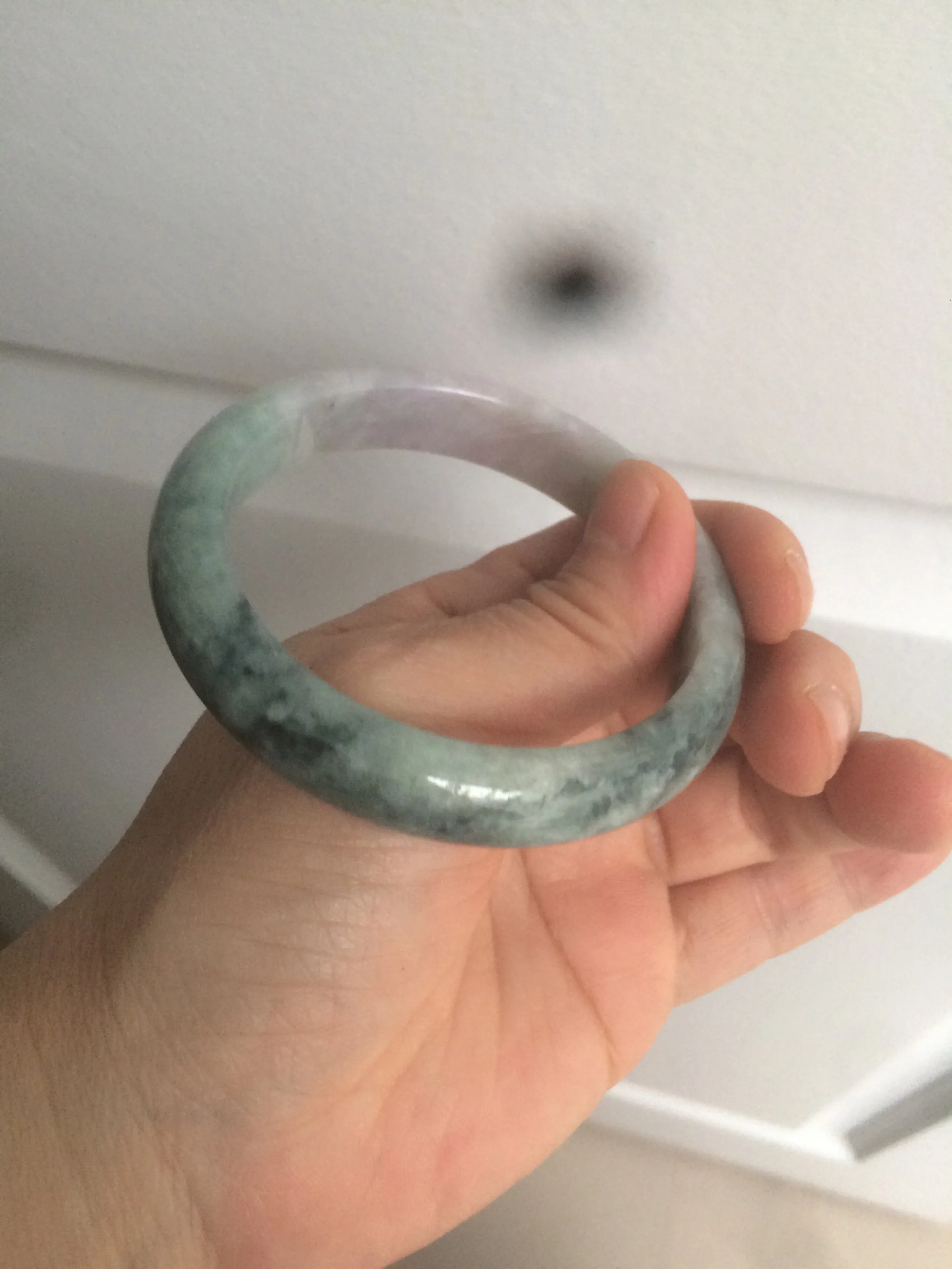 56.2 mm Type A 100% Natural green/purple Jadeite Jade bangle C21-9809