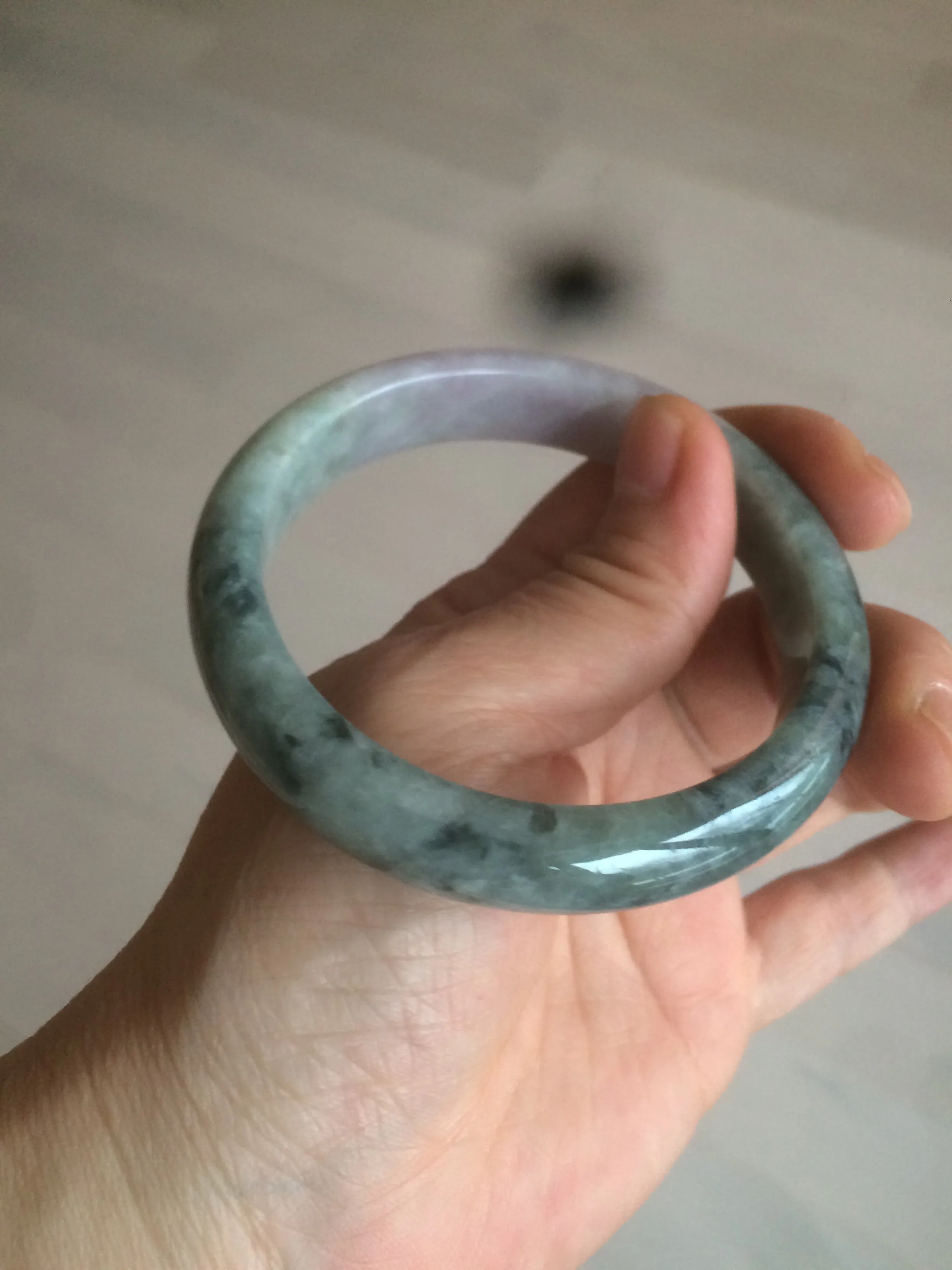 56.2 mm Type A 100% Natural green/purple Jadeite Jade bangle C21-9809