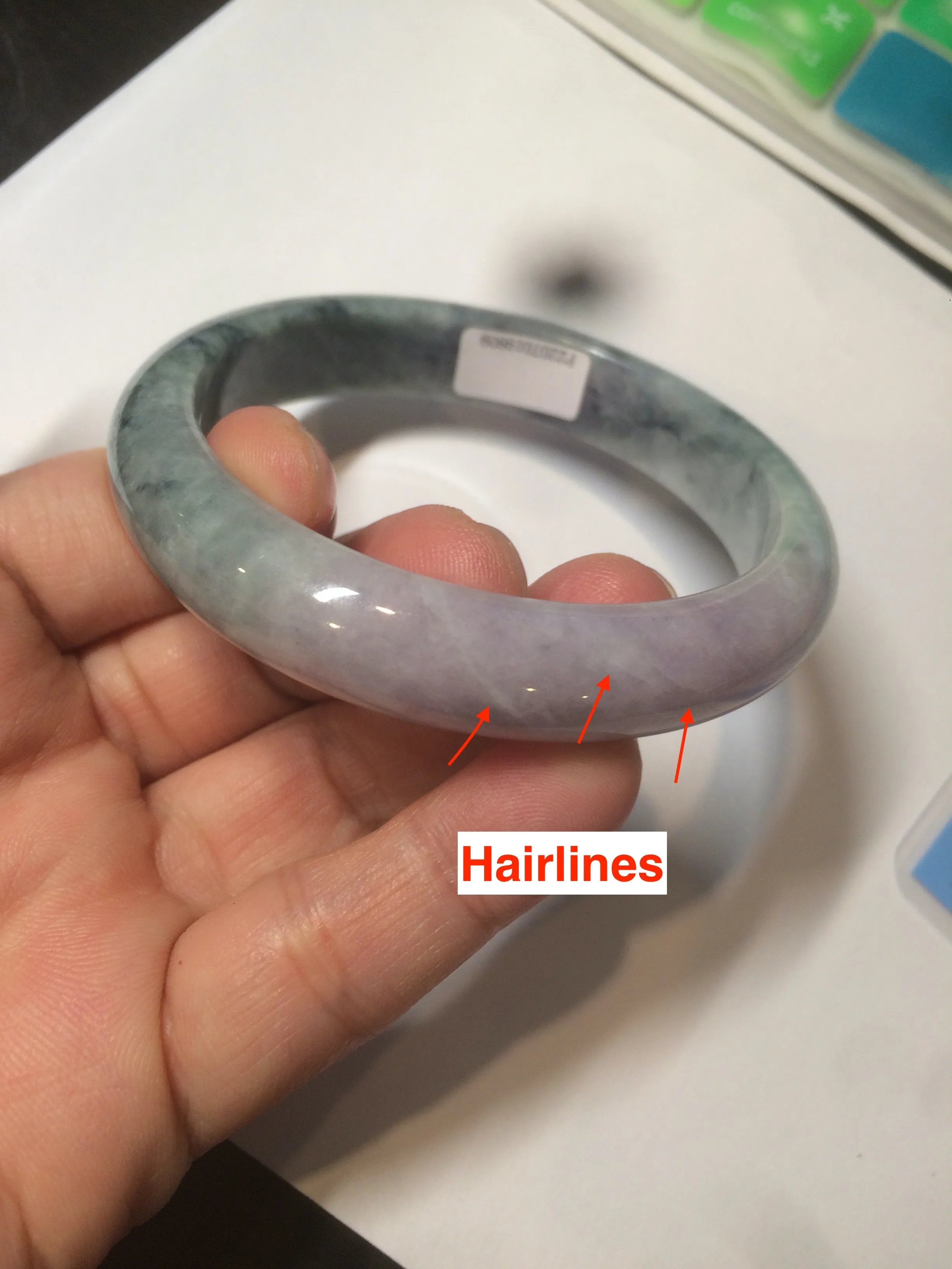 56.2 mm Type A 100% Natural green/purple Jadeite Jade bangle C21-9809