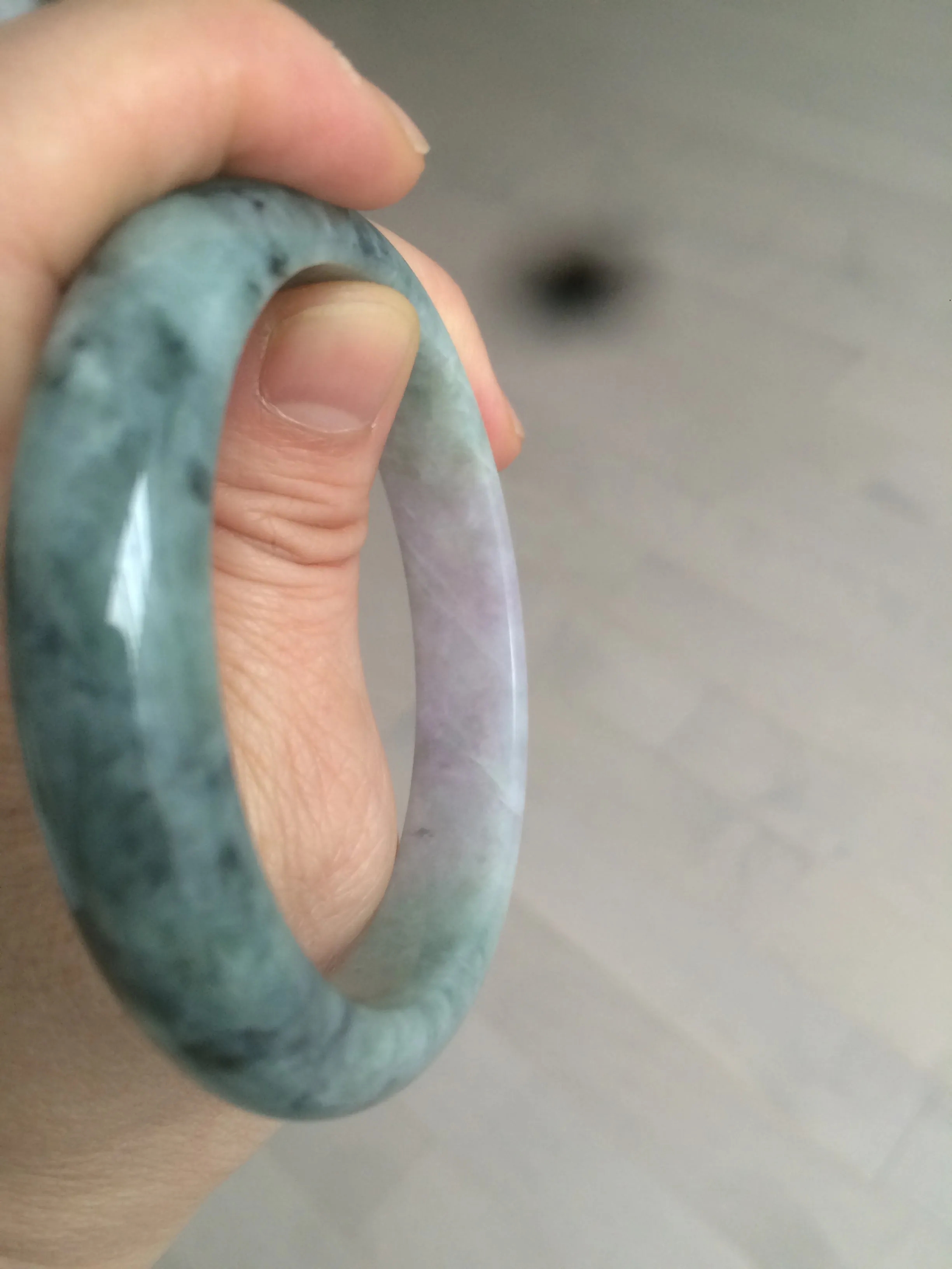 56.2 mm Type A 100% Natural green/purple Jadeite Jade bangle C21-9809