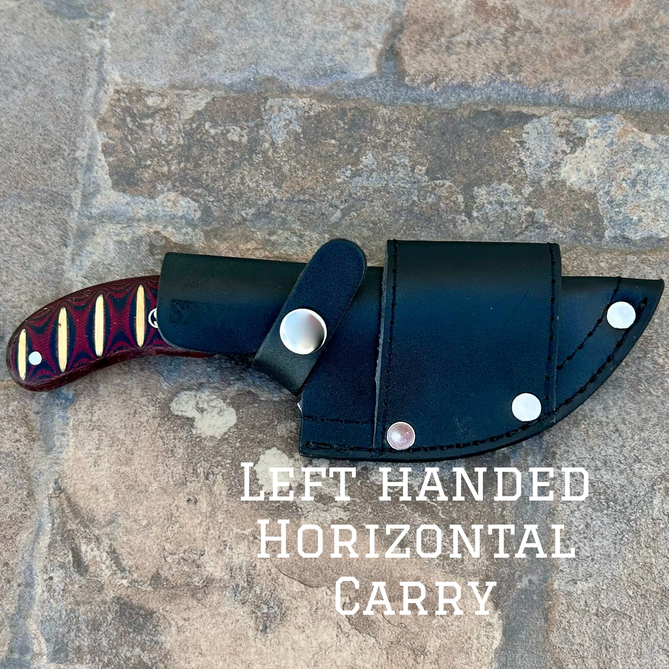 7” Frank James - Burgandy & White Wood - Damascus - Horizontal & Vertical Carry - FJ001