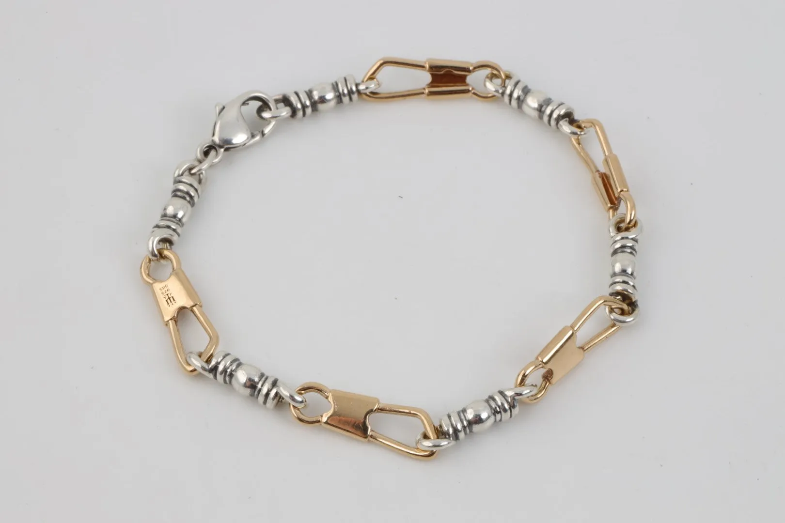 7.5" James Avery 925 Silver & 14k Yellow Gold Fishers of Men Bracelet (14.36g.)