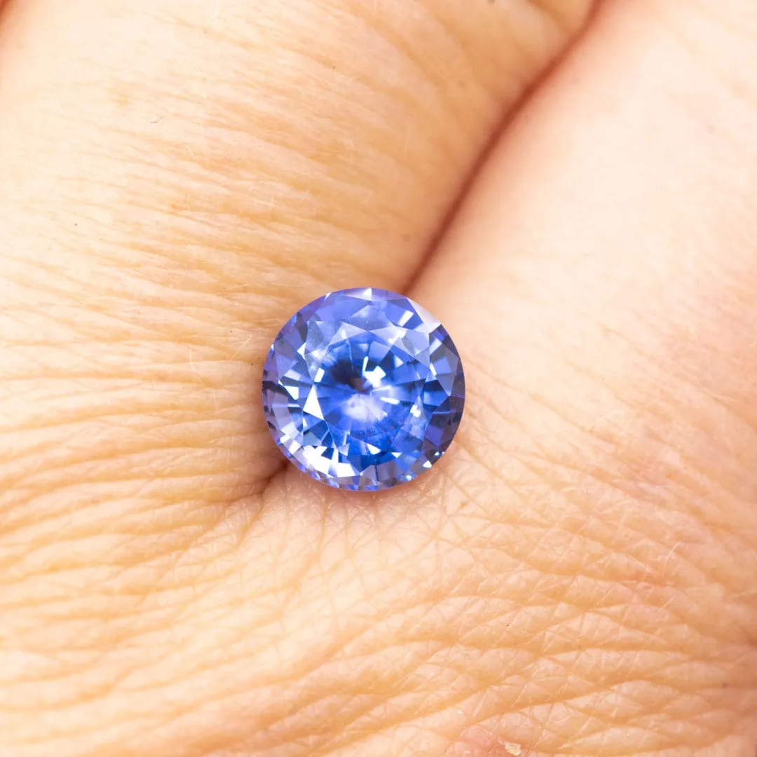 7mm/1.85ct Round Cut Lab Created Blue Sapphire Chatham Gemstone