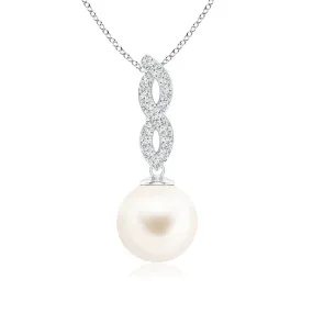 8mm Freshwater Cultured Pearl Moissanite Pavé Infinity Pendant