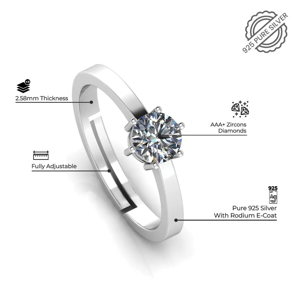 925 Pure Starling Silver Solitaire and Classy Status Special Couple's Ring