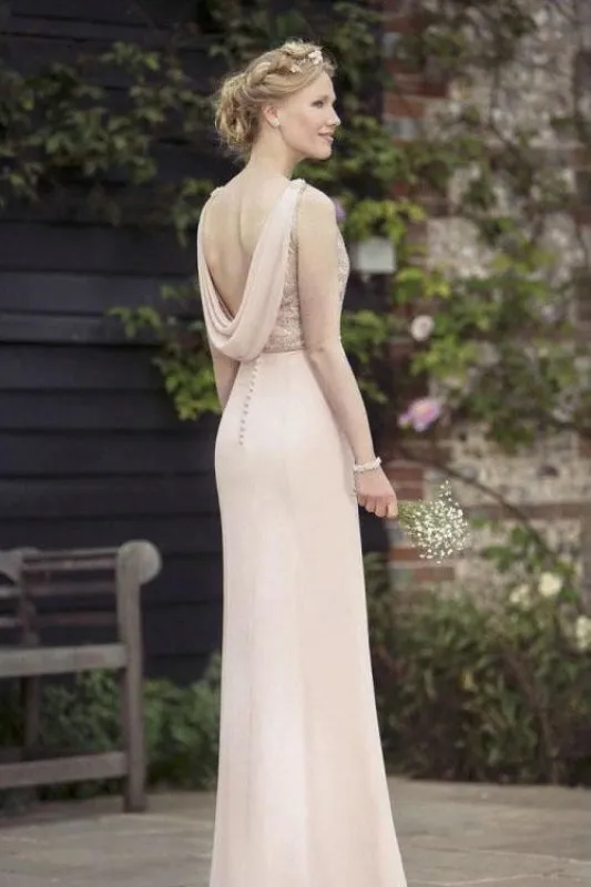 A-line/Princess Long Prom Dress,Chic Chiffon Bridesmaid Dress