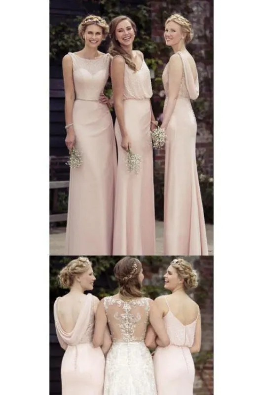 A-line/Princess Long Prom Dress,Chic Chiffon Bridesmaid Dress