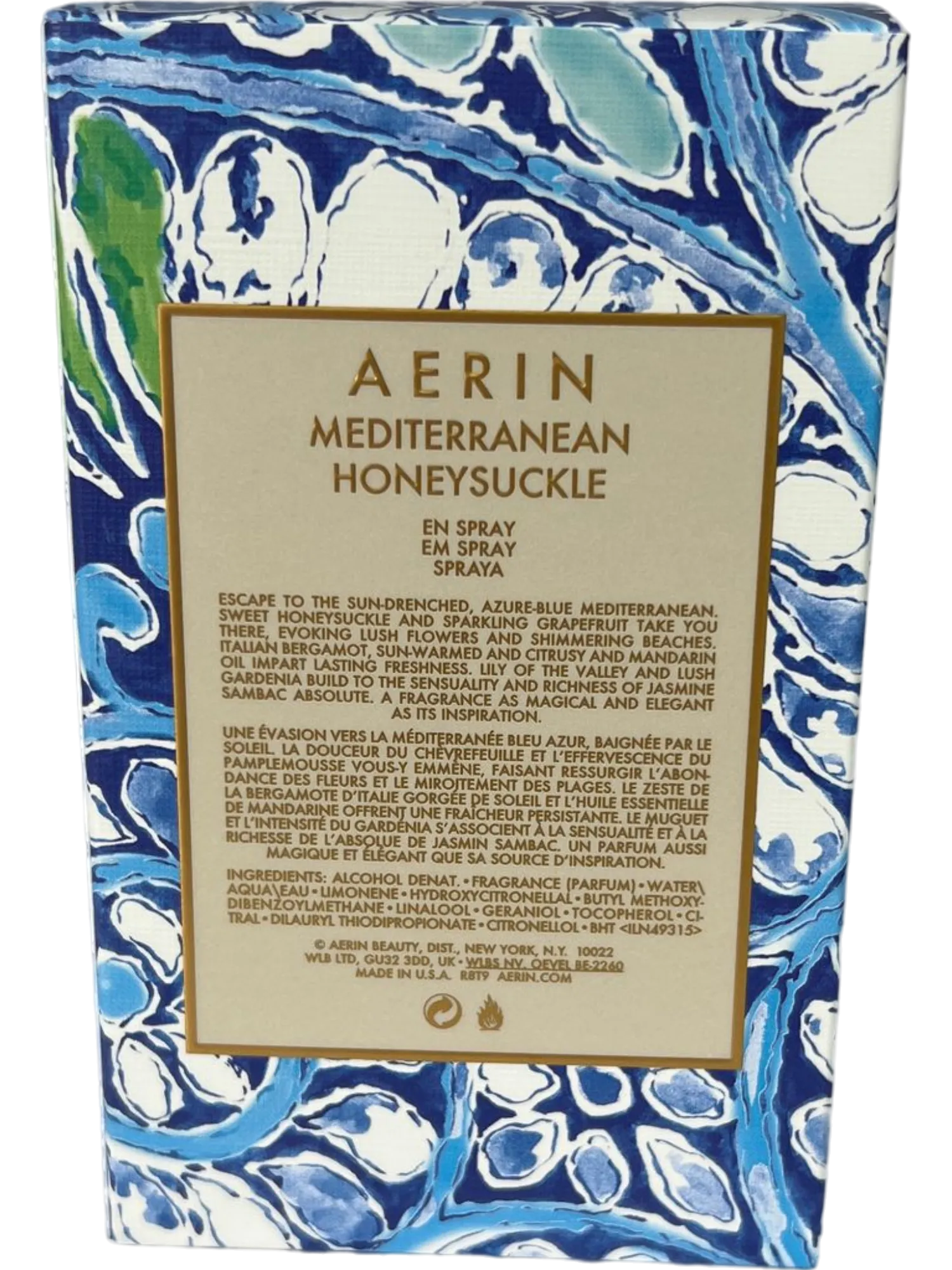 Aerin Mediterranean Honeysuckle Eau De Parfum Floral Citrus Scent 50ml