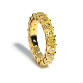 AFJ Diamond Collection - Eternity Band Ring with Fancy Yellow Square-cut Diamonds 4.64 carats, 18k Yellow Gold