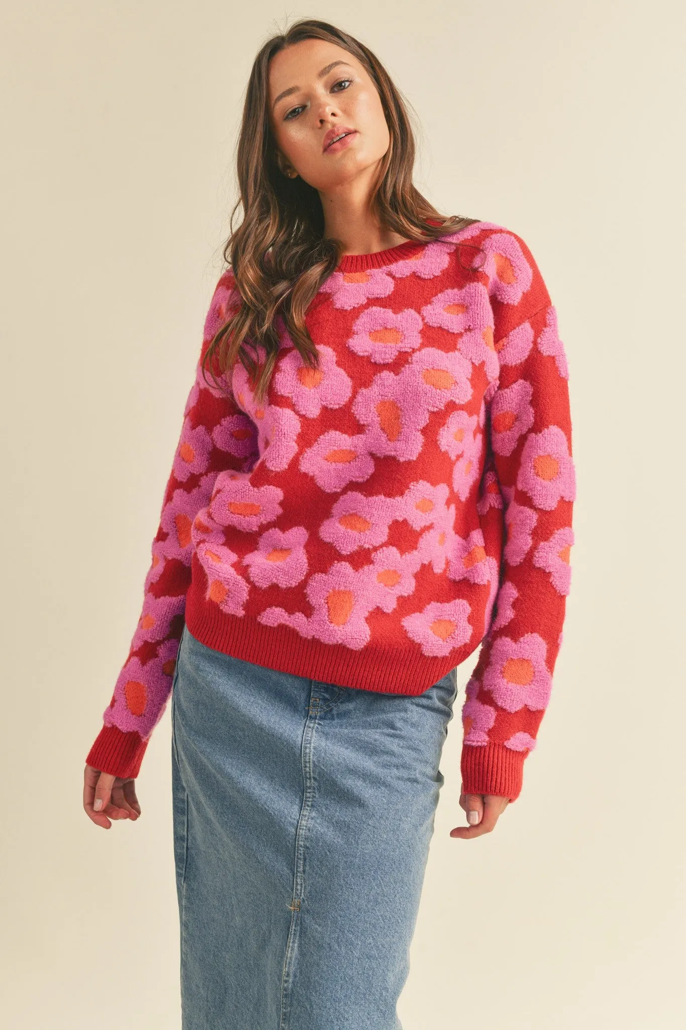 Amayah Floral Knit Sweater