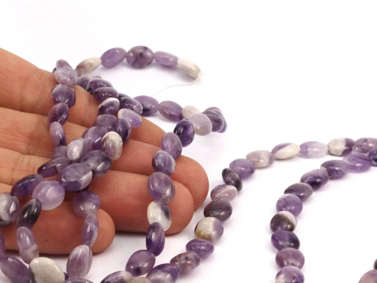 Amethyst 10x8mm Oval Gemstone Beads Full Strand 15.5 Inches G15x60