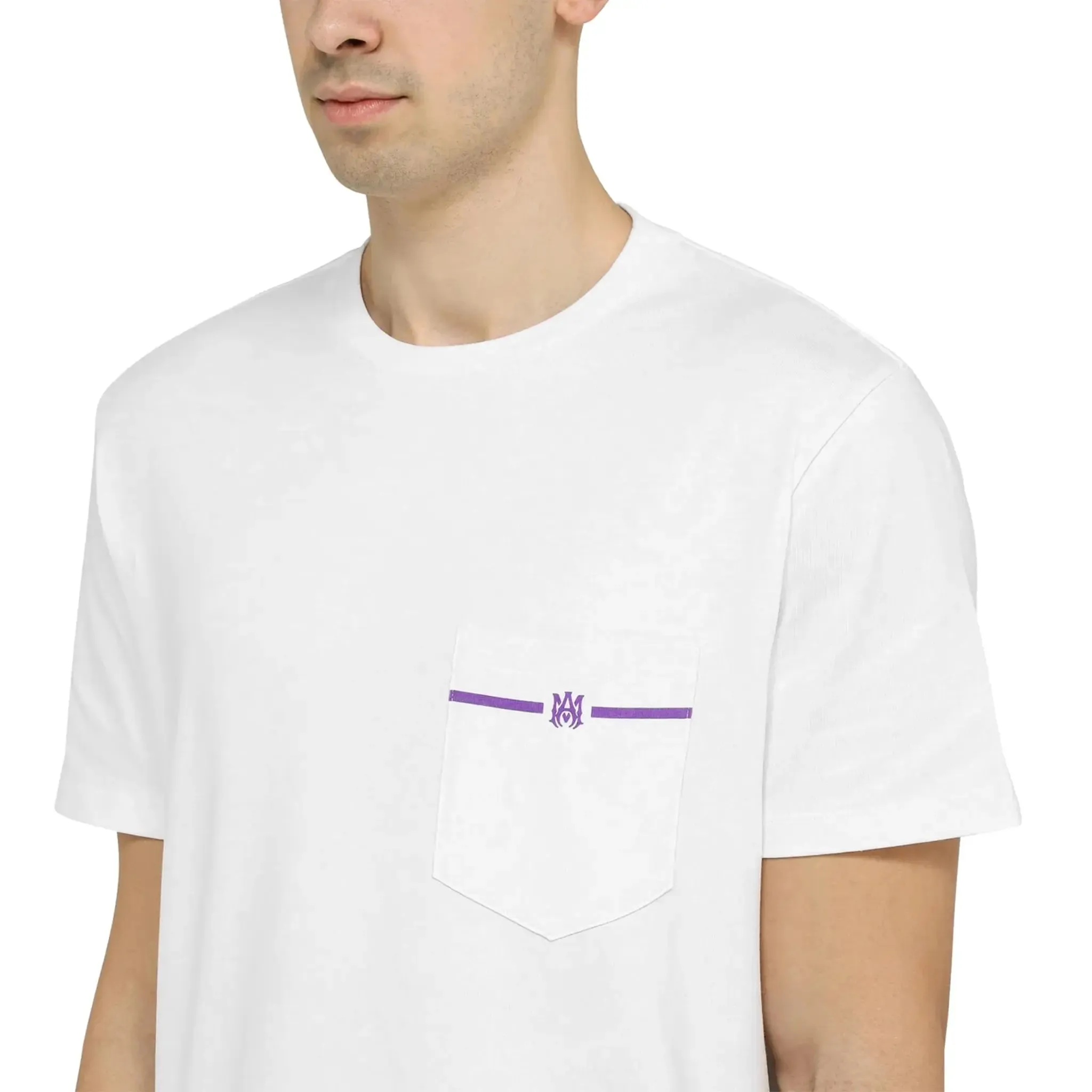 Amiri MA Pocket White Purple T Shirt