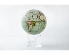 Antique Terrestrial Green Solar Powered Spinning Globe with Acrylic Stand